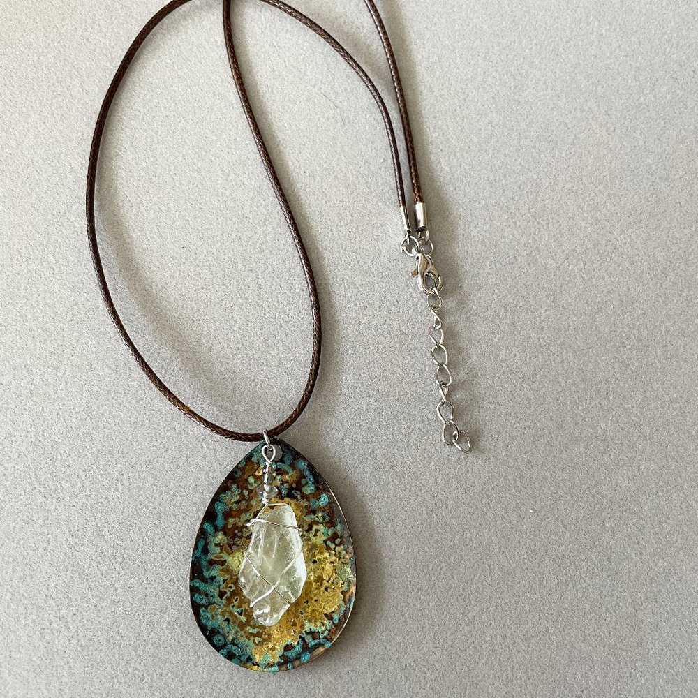 Light Green Sea Glass Labradorite Gemstone Crystal Lure Necklace Mermaid Boho